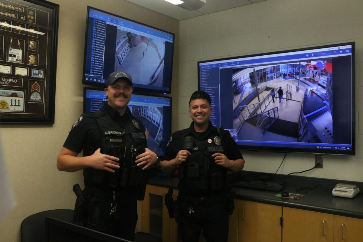 Even when they are not physically around the school, the officers are patrolling the halls and exterior of the school through their many screens with cameras.