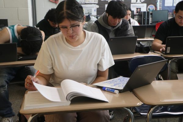 Allison Torres-Hernandez uses her independent study period to help her get ready for the ACT.