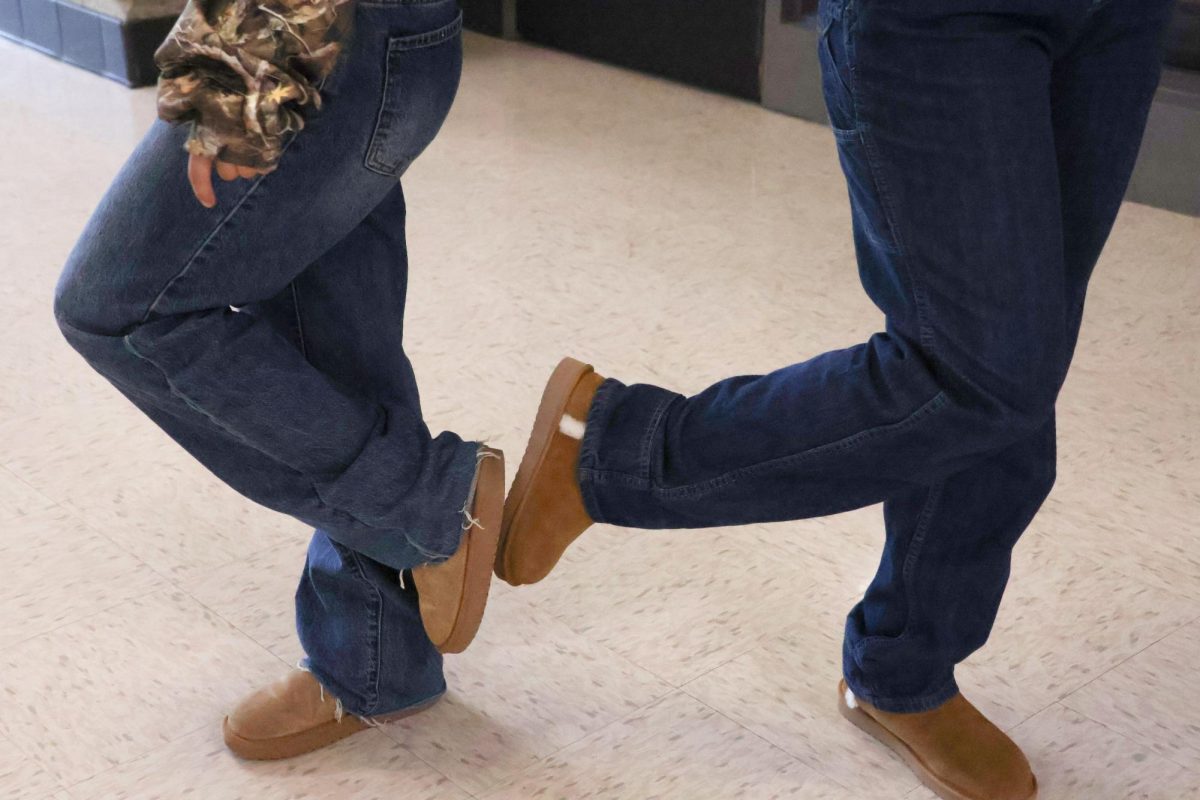 Students being stylish with Uggs.