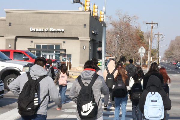 Granger Students walking just down the street for some hot drinks. 