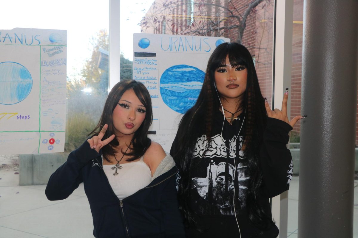 Violet and Mitazin update an ‘80s rock and roll aesthetic with their modern fashion sense.