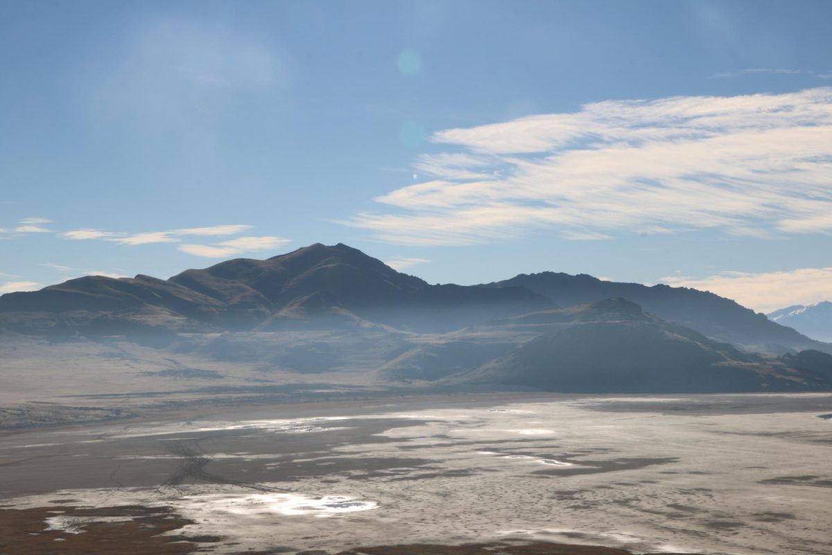 The Great Salt Lake's barren and dry landscape
